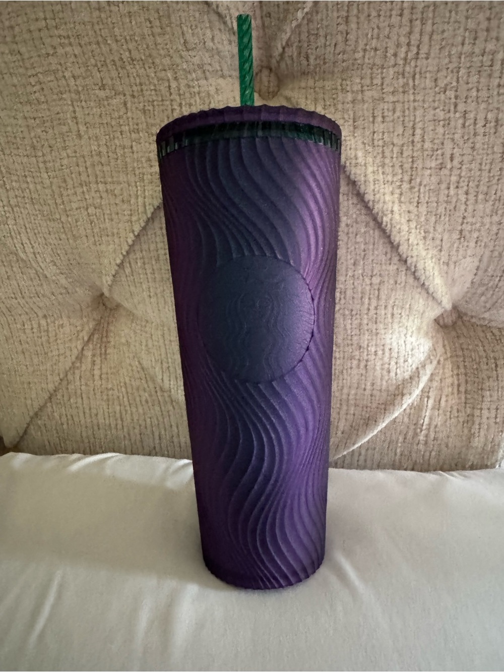 Starbucks Purple Textured 24oz Tumbler with Green Accent